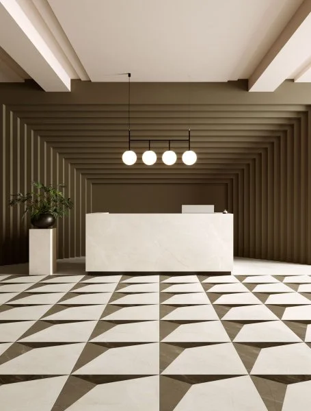 Керамогранит Coliseum Фьямма Уайт Вставка Фрэйм 60х60 (Натуральный и Реттифицированный) в Йошкар-Оле