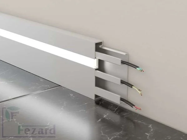 Алюминиевый плинтус Fezard Кабельный ALP-G80-LF Алюминий 80*15*2500 мм в Йошкар-Оле